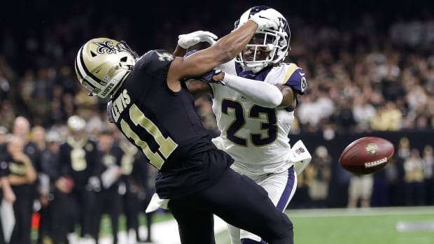 Even Robey-Coleman (23) later admitted what Saints coach Sean Payton (right) knew at the NFC title game: “Ah, hell yeah, that was P.I.”